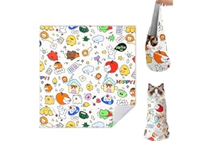 Bsemax Cat Grooming Wrap for Cutting Nails, 27.5 * 27.5in Self-Adherent Cat Scratching Blanket for Nail Clipping Ear Cleaning Teeth Brushing Cats Anti-Scratch/Escape Swaddle Restraint Bag (Yellow)