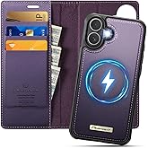PlusnapX Wallet Case for iPhone 17 Compatible with Magsafe, 2-in-1 PU Leather Flip RFID Blocking Card Holder Stand Shockproof Magnetic Detachable Cover for iPhone 17 Case 6.3", Fashion Purple