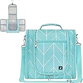 PAVILIA Extra Large Toiletry Bag Travel Bag for Women Men, Hanging Cosmetic Organizer, Water Resistant Makeup Bag for Accessories Toiletries, Travel Essentials Kit (Teal Chevron)