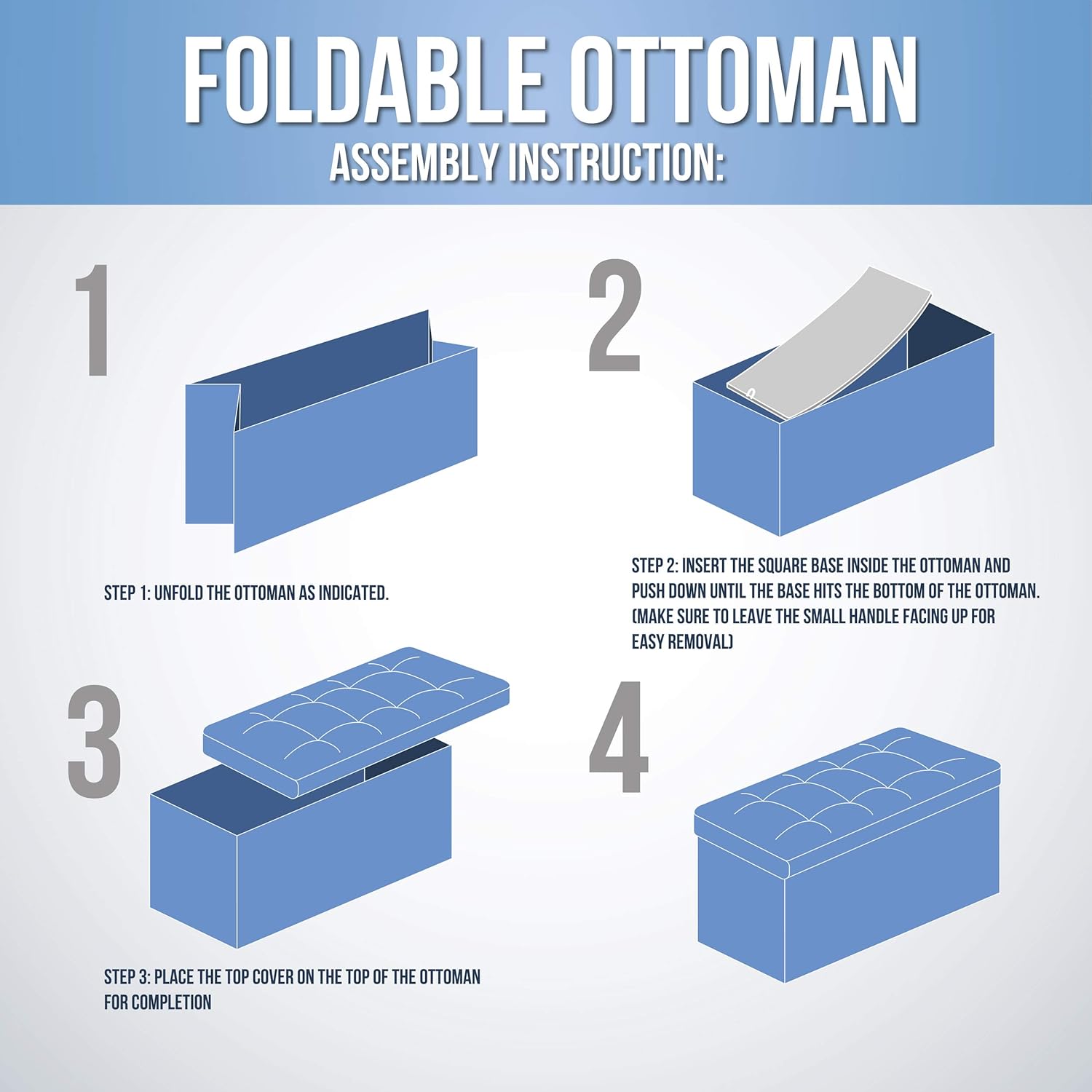 Ornavo Home Foldable Tufted Linen Large Storage Ottoman Bench Foot Rest Stool/Seat - 15" x 45" x 15" (Charcoal): Kitchen & Dining