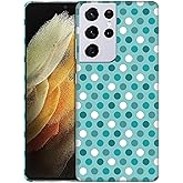 SuzaCase for Samsung Galaxy S21 Ultra 5G, Samsung S21 Ultra Case - Stylish Polka Dots Teal Printed Cute, Sleek Durable Hardshell Protective Designer Case/Cover for Samsung S21 Ultra 5G