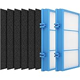 Ancolin 2 PACK Aer1 Replacement Filters for Holmes AER1 Air Filter Replacement for HAPF30AT and HAP242-NUC, 2 Filters + 6 Carbon Enhanced Filters