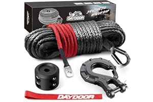 DAYDOOR Synthetic Winch Rope, 1/4 Inch x 50ft 10,000LBS Synthetic Winch Line, Synthetic Winch Cable for Offroad Vehicle 4WD A