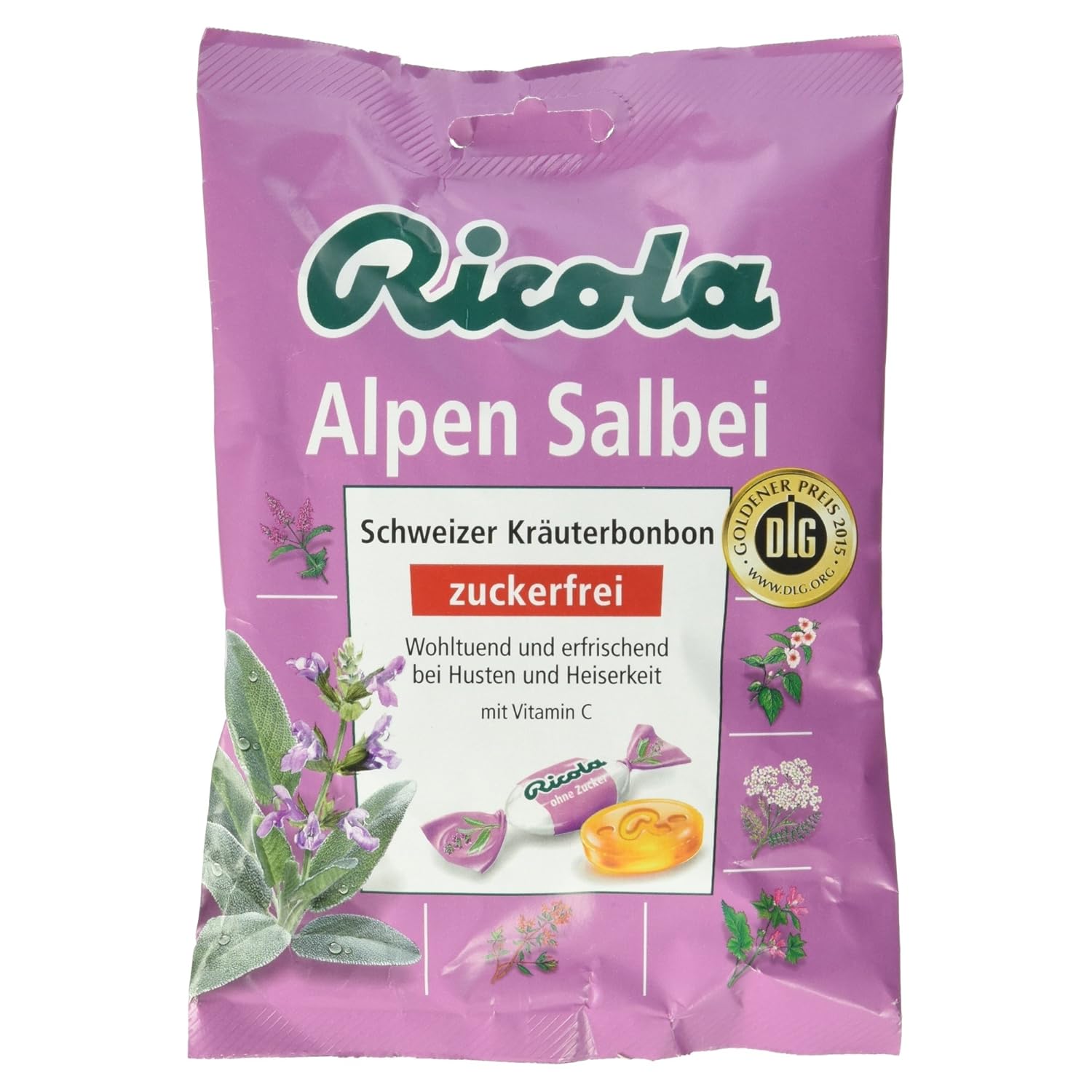 Ricola Alpen Salbei Schweizer Kräuterbonbon ohne Zucker, 75 g: Amazon ...