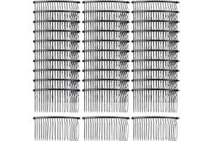 Cinaci 30 Pack Black Metal Hair Side Combs Slide Bun Holder with 20 Teeth DIY Headpieces Clips Grips Barrettes Accessories for Women Girls Brides Veil (Black)