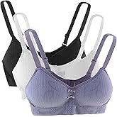 Hbhpov Teen Girls Cotton Bras Breathable Underwear Wire Free Sports Bra with Adjustable Straps Training Bralette