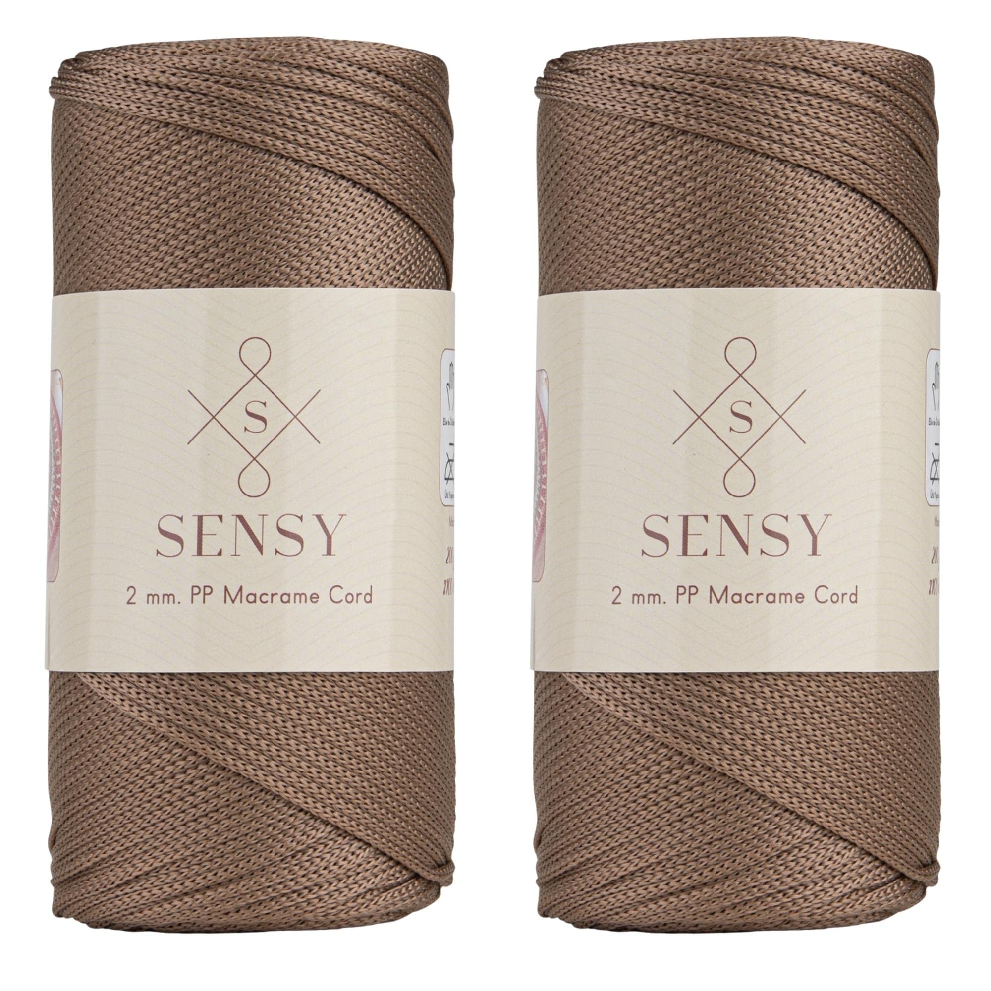 S SENSY Sensy Premium 2 Pack of 2mm 251 Yards Polyester Rope 100% Polypropylene Cord Macrame Cord 2mm Crochet Bag Cord Macrame Rope Crochet Thread Gift for Knitter (Mink), 2 Skeins (SPC2000) โ image 1