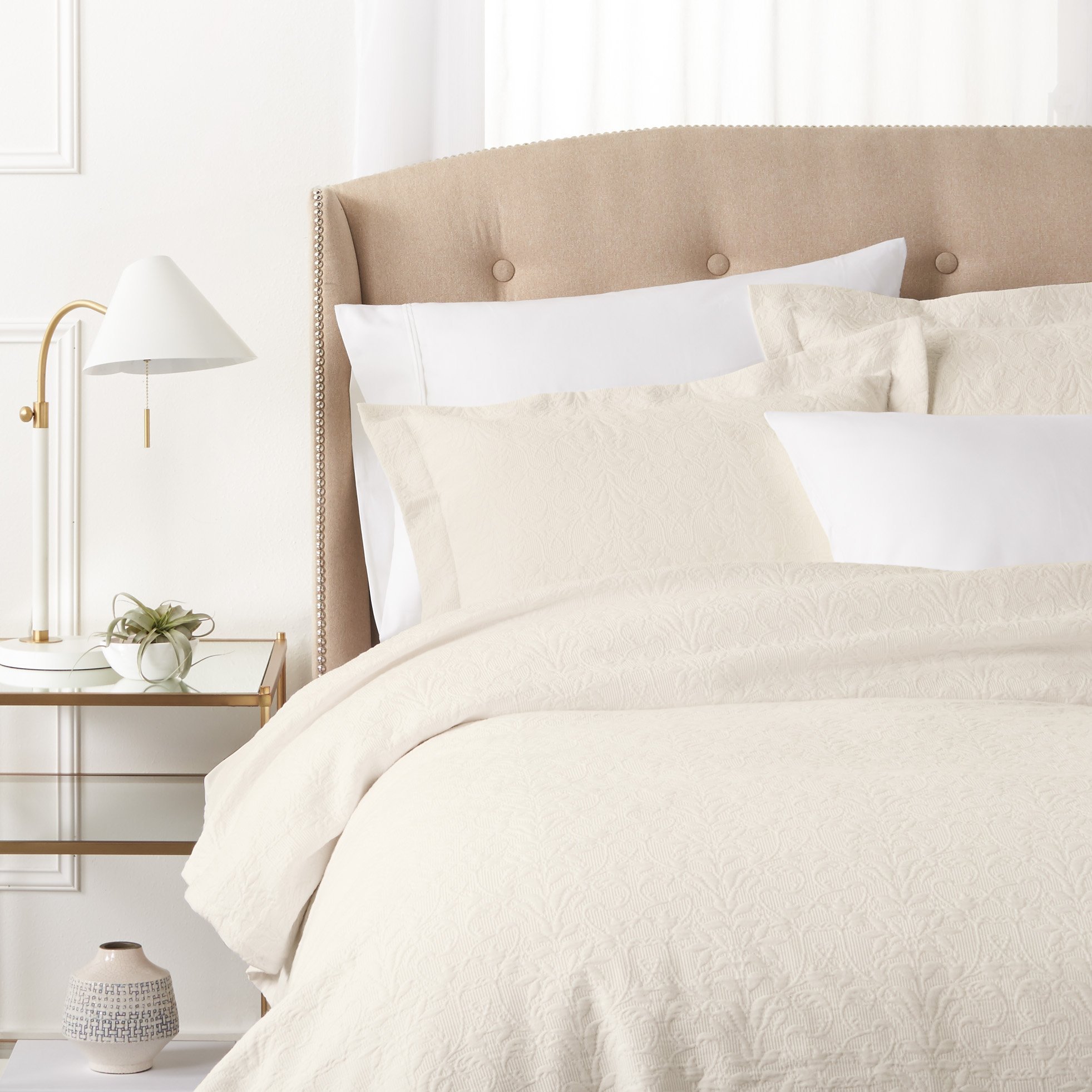 Pinzon Ivy Matelasse Cotton Coverlet, Full/Queen, Ivory 841710153873 eBay