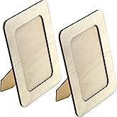 IFAMIO 2 Pack Wooden DIY Photo Frame Tabletop Wood Picture Frames Unfinished Solid Wood Picture Frames on Stand 4" x 6" Paintable Blank Rectangle Photo Frames for Office Home Desk Table Decor