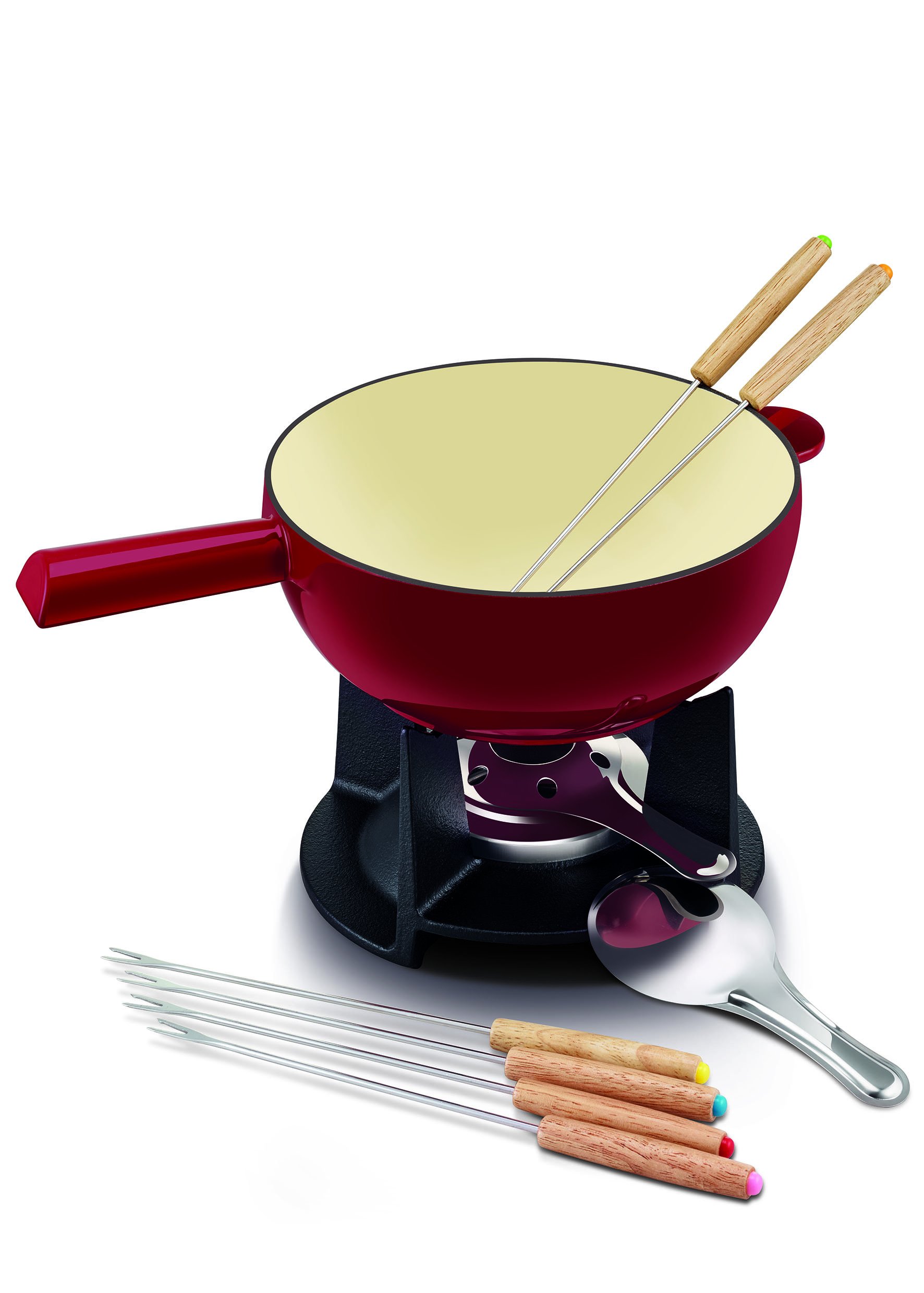 Beka Belledone Cast Iron Cheese Fondue Set, Red