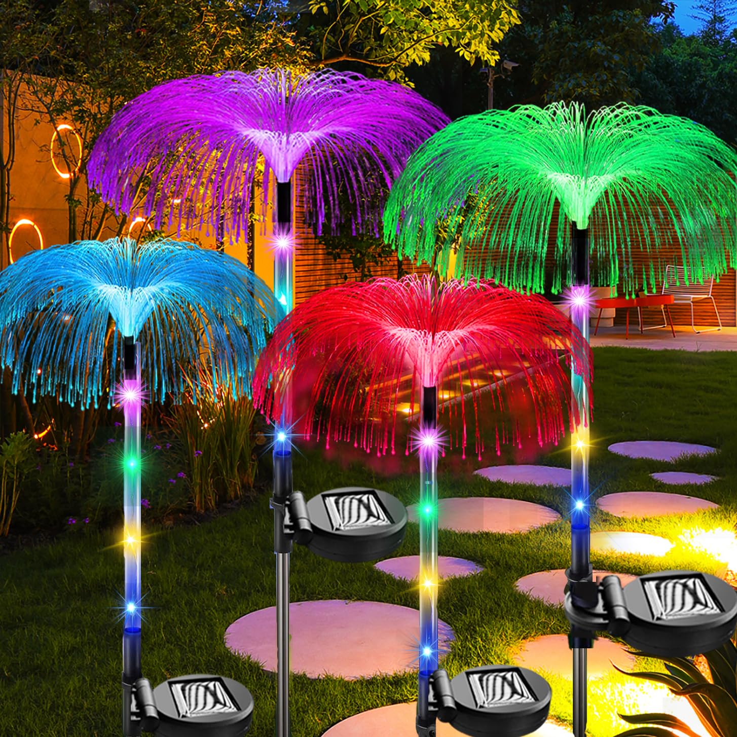 4x Solarlampen Für Garten – Super Hell, 36 Lumen, IP65 Wasserdicht, 76 Cm Hoch, Mit Swing-Effekt Im Wind (warmweiß)
