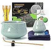 TEANAGOO 7 Pcs Matcha Whisk Set Blue, Ceramic Matcha Set, Matcha Kit for Ceremony, Matcha Tea Set for Making Breakfast/Latte, Tradition Whisk Set and Bowl with Scoop&Sifter, Gift for Friend/Family