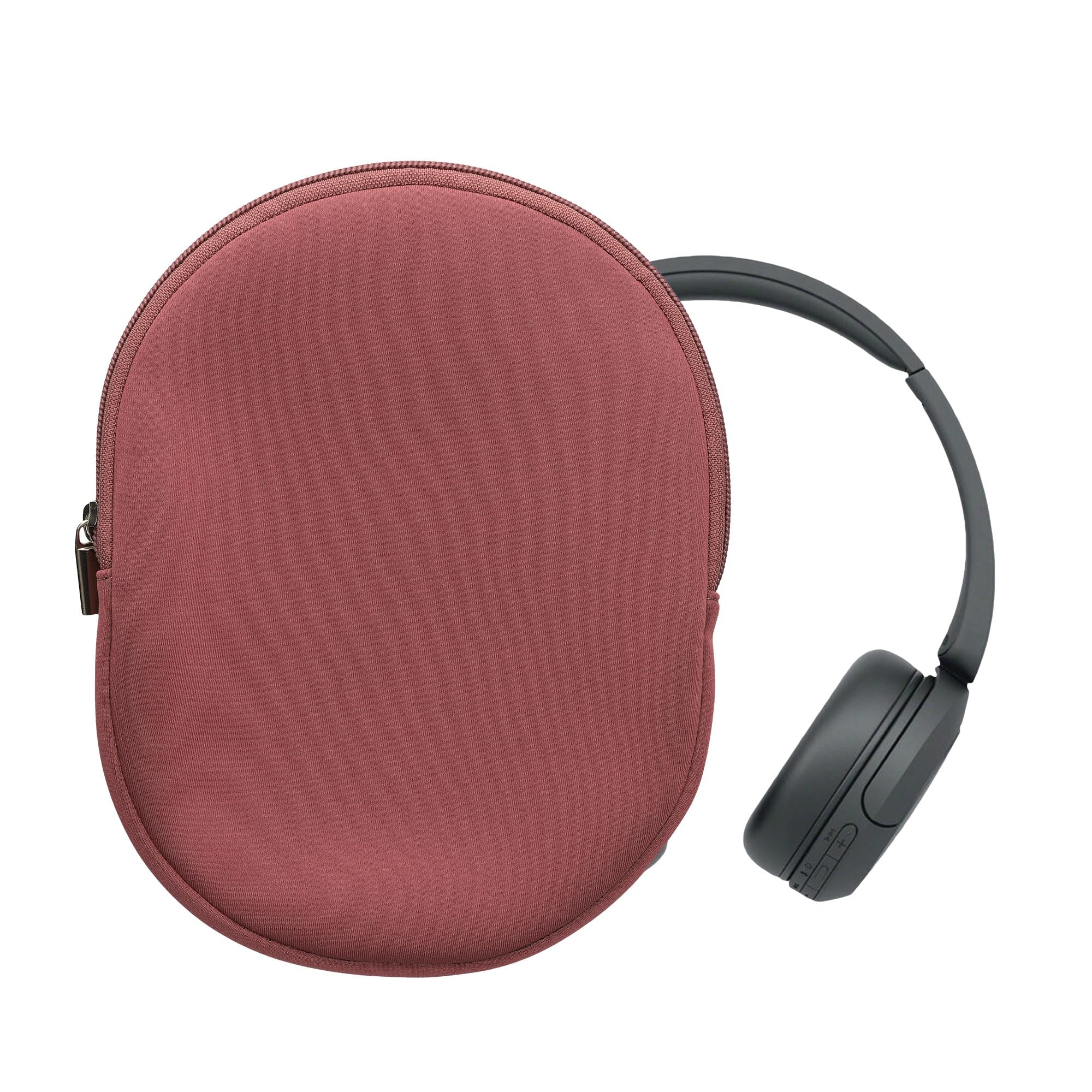 kwmobile Neoprene Headphone Case for WH-CH520 / WH-CH510 / MDR-ZX110 Cover – Over-Ear Headset Storage Pouch - Soft Travel Carry Bag Dark Rose