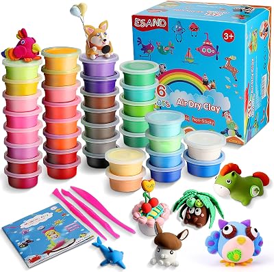 iFergoo ESAND Air Dry Clay 36 Colors Modeling Clay with Tools Kids Safe