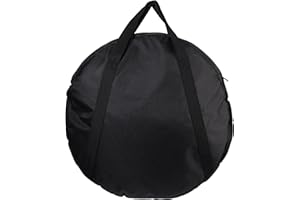Vaguelly 23 Inch Wear Resistant Cymbal Storage Bag with Handle Durable Oxford Material Round Drum Instrument Tote Pouch with Inner Accessory Pocket for Music Gear Organization