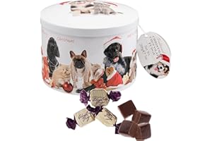 Gardiners of Scotland Handmade Fudge 200g Round Tin, Christmas Cats & Dogs Chocolate Fudge