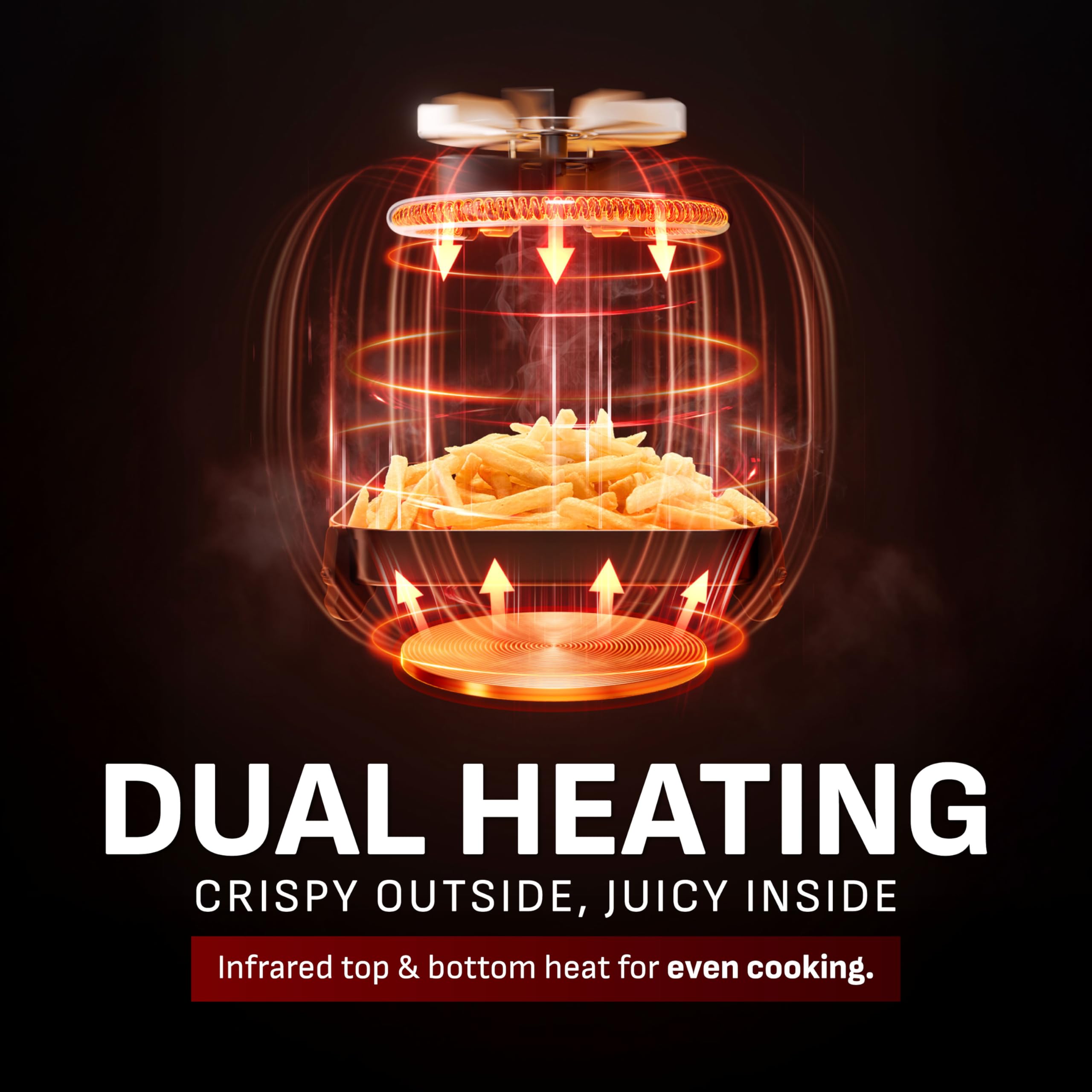 T-fal Freidora de aire por infrarrojos, 2 veces más rápida que el calentamiento tradicional*, Combo de deshidratador de freidora de aire grande, 8 funciones de cocción, ventana con luz, tecnología sin vibración, Apta para lavavajillas, 1800 W, negra