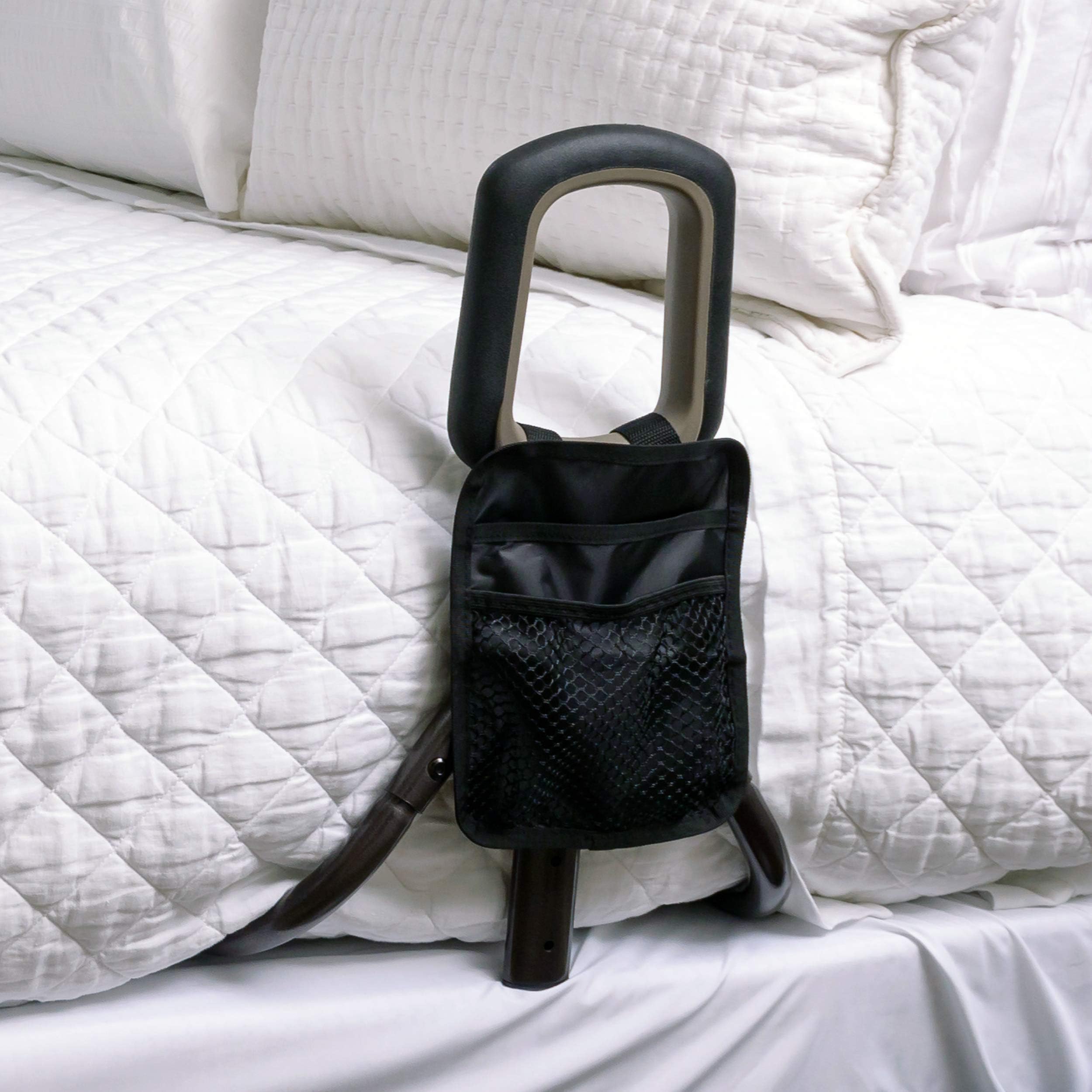 Stander Physical Therapy Bed Cane, Bed Rail for Elderly Adults, Height Adjustable Bed Assist Bar with Organizer Pouch (Eligible for VAT relief in the UK)