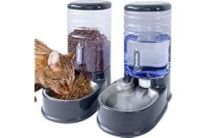 HIPIDOG Stainless Steel Automatic Pet Feeder for Small&Medium Pets Automatic Food Feeder and Waterer Stainless Steel Bowls Set 3.8 L, Travel Supply Feeder and Water Dispenser for Dogs Cats Pets Animals