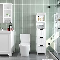 Yaheetech Bathroom Tall Cabinet, Slim Storage