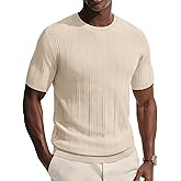 PJ PAUL JONES Mens T-Shirts Crew Neck T Shirts Short Sleeve Knit Shirt Casual Ribbed Top Basic Pullover Tees