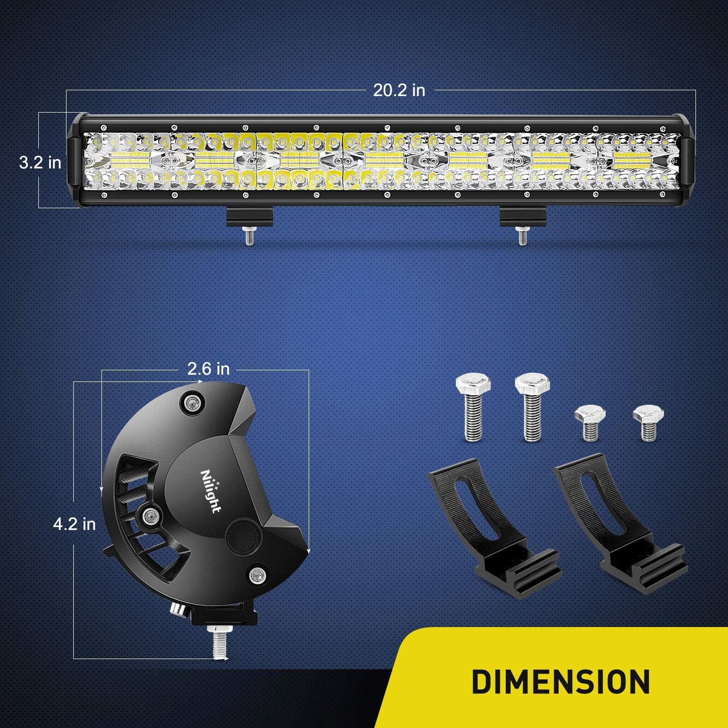 Nilight 18024C-A 420W 20Inch Triple Row Flood Spot Combo 42000LM Bar Driving Boat Led Off Road Lights for Trucks, 2 Years Warranty: Automotive