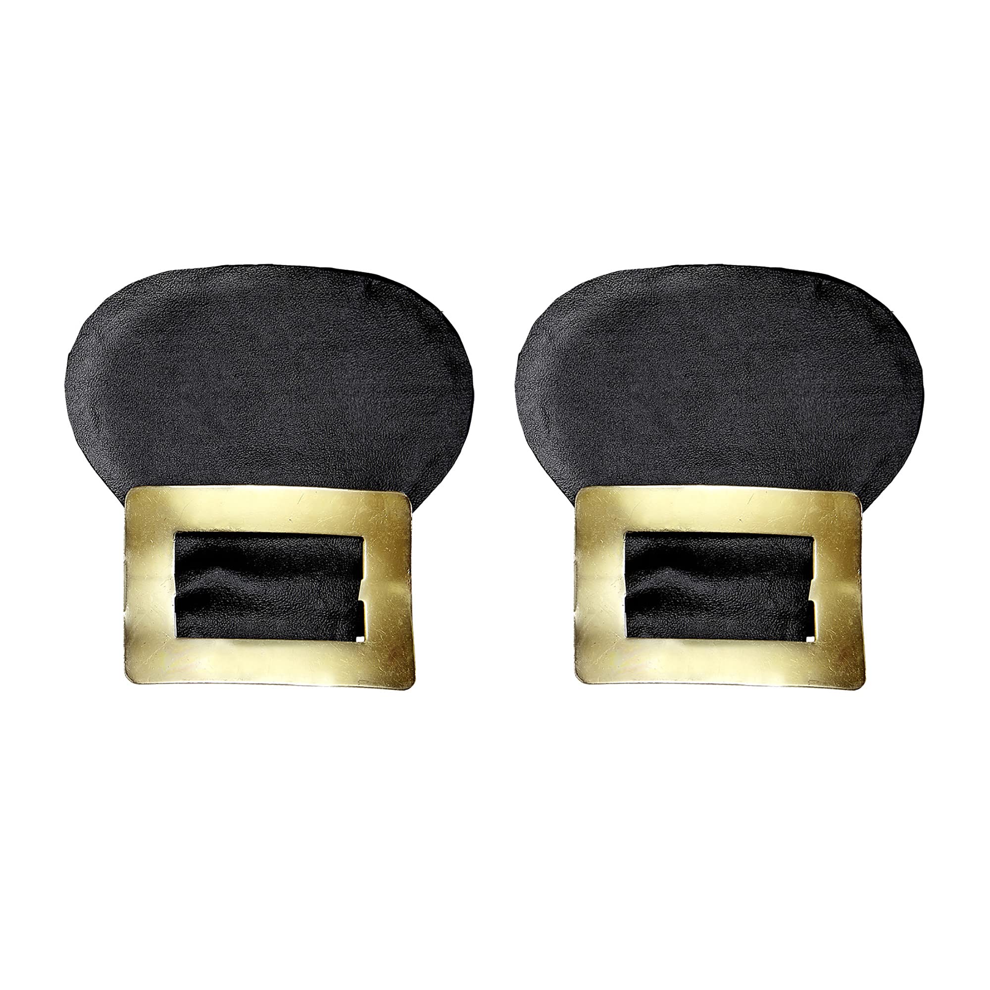 W WIDMANN MILANO Party Fashion - Pair of Metal and Faux Leather Shoe Buckles, for Adults and Unisex, Pirates, Nobles, Middle Ages, 18th Century, 19th Century, Carnival, Themed Parties, Black