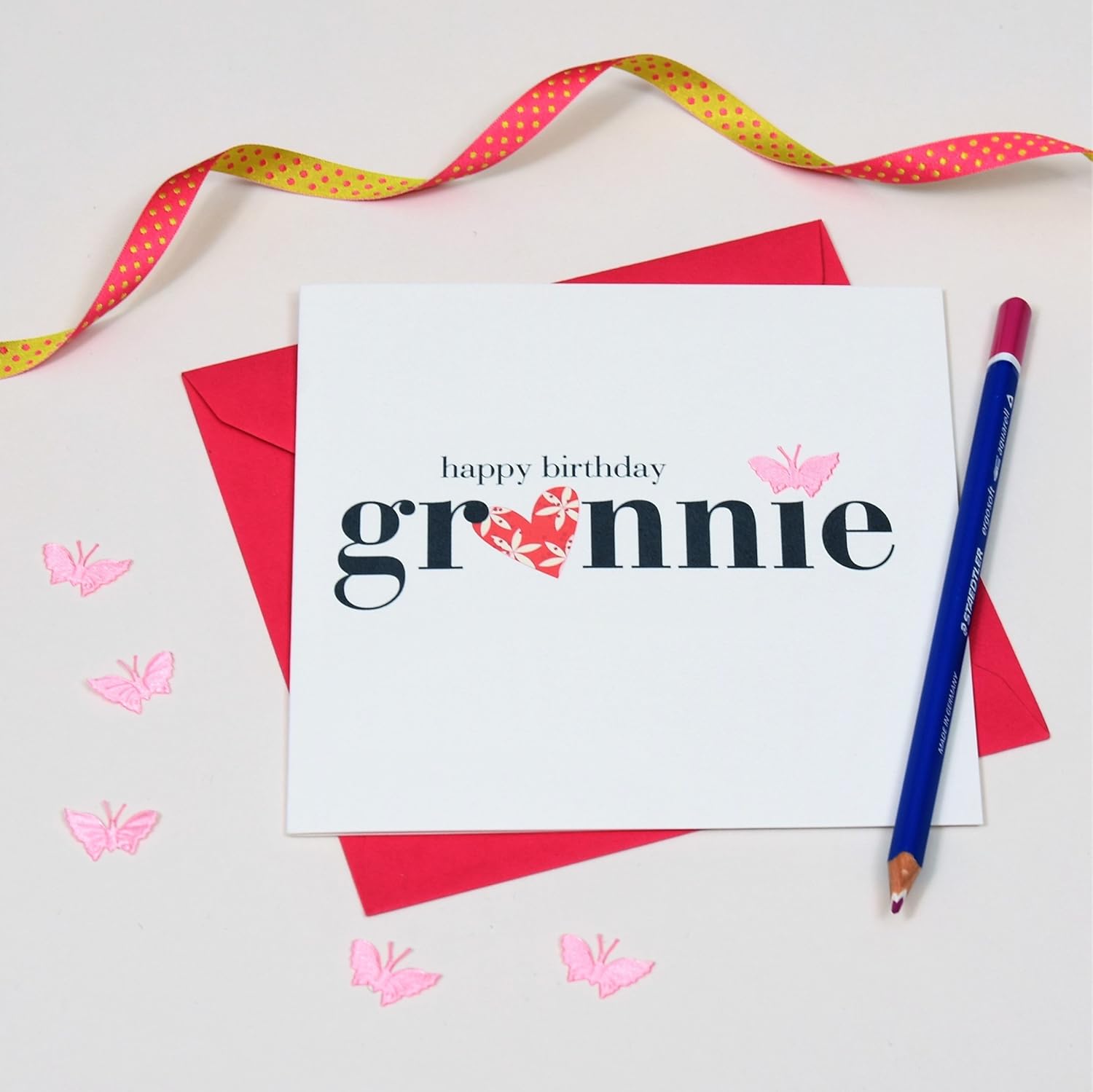 Claire Giles Greeting Cards, Happy Birthday Grannie Card, Heart and Flowers Design Birthday Greeting Card - Image 4