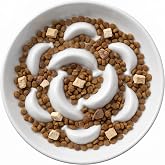 Ceramic Slow Feeder Cat Bowl, 6.3'' Wide Whisker Friendly Cat Puzzle Feeder | Slow Eating 5x, Anti Vomit Shallow Slow Eating Cat Dish for Dry and Wet Food, Microwave and Dishwasher Safe, 6.3" X 1.2"