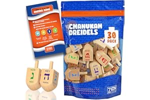 ZION JUDAICA LTD Zion Judaica Wood Dreidels Medium Sized Bulk Pack Wooden Hanukkah Dreidles in Ziplock Bag Chanukah Fun Game (30 Pack)