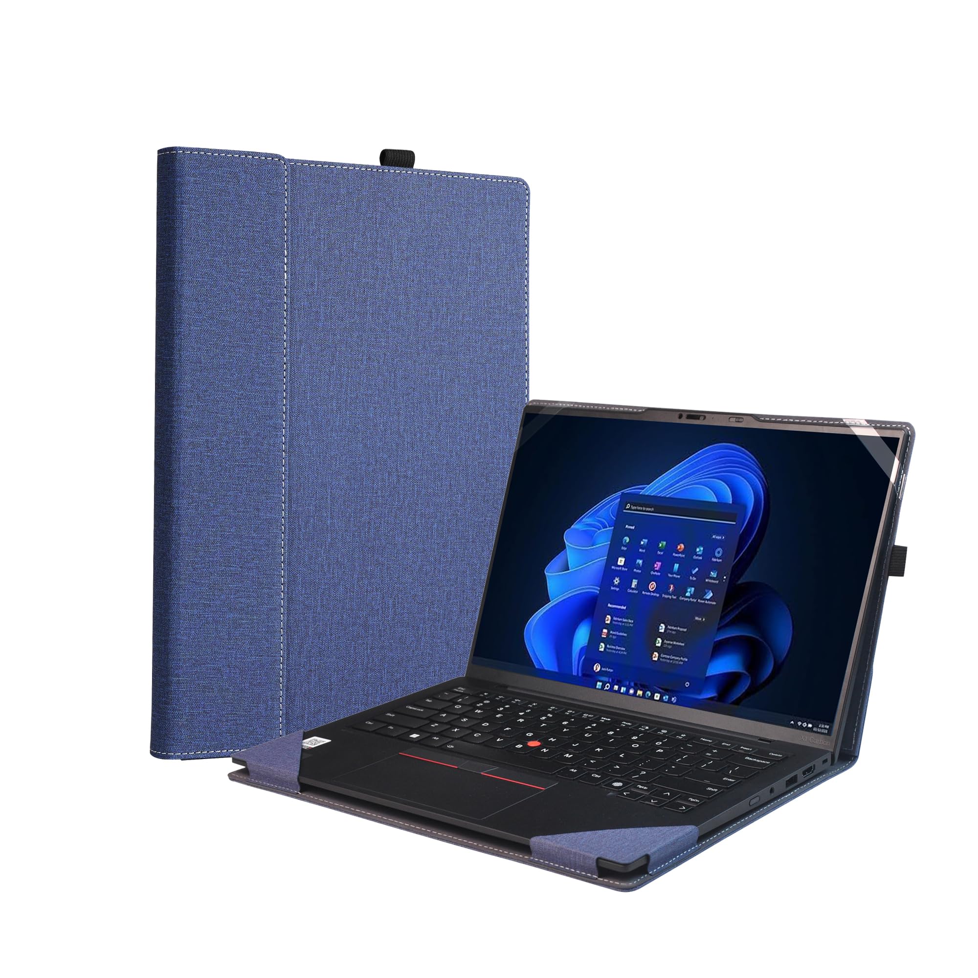Photo 1 of Laptop Cover for Lenovo ThinkPad X1 Carbon Gen 12| X1 2-in-1 Gen 9| HP Envy X360 14-FA 14z-FA |14-fc 14t-fc |Spectre x360 2-in-1 14-EU 14t-EU All-Inclusive 14" PU Leather Inner Pocket Cover(Blue)