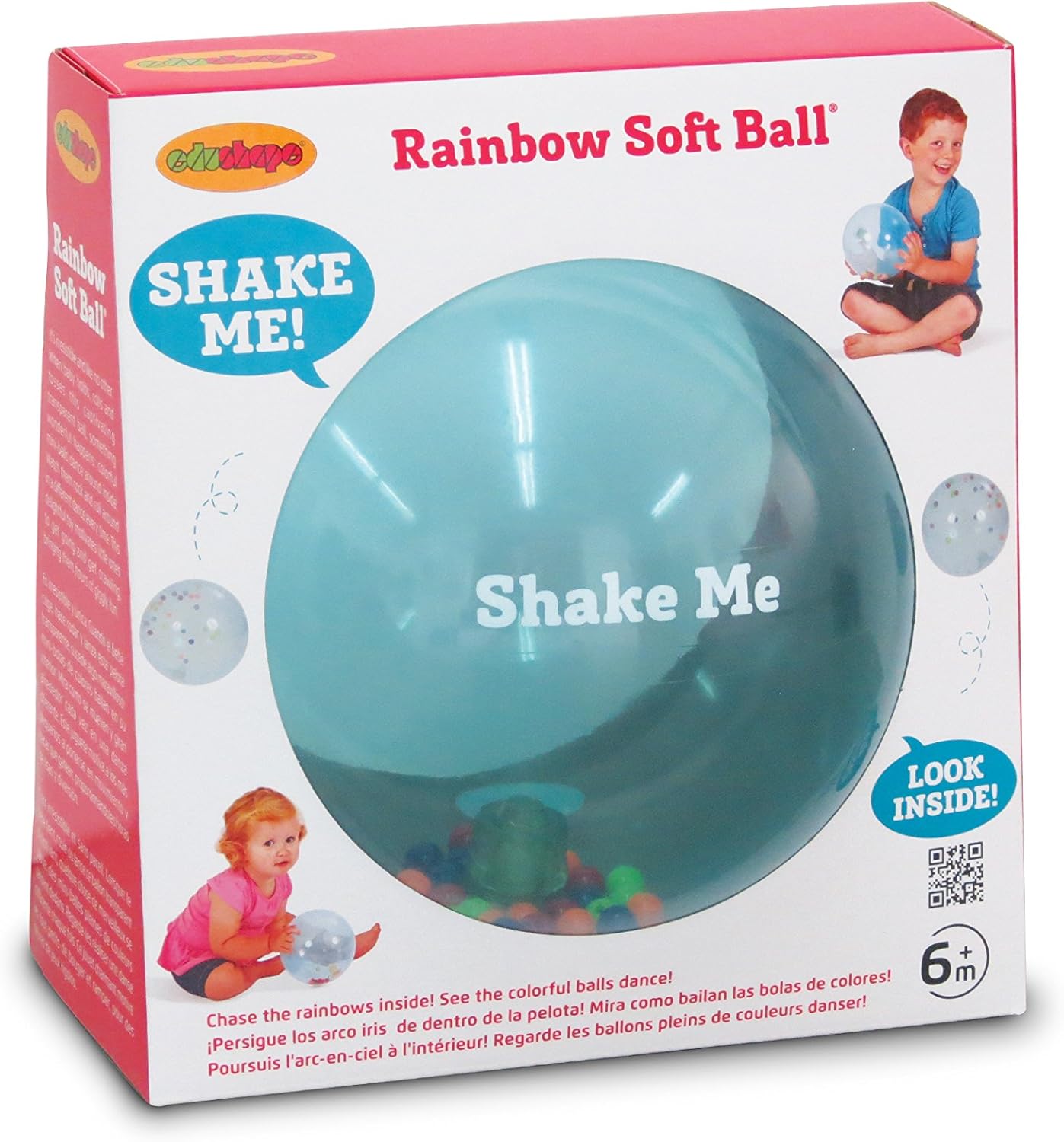 BSM Edushape 705373 Soft Transparent Rainbow Ball Early Learning Toy for Children from 6 Months Develops: Motor and Sensory Skills of Children - Image 3