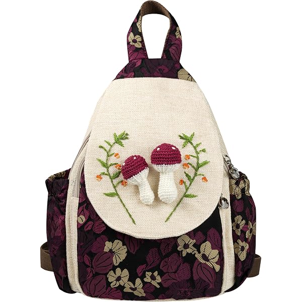 Amazon.com | HUANGGUOSHU Hand Knit Boho Mini Backpack  display picture 1