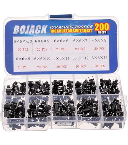 20 Interrupteurs Tactiles Momentanés 6x6x4.3 Mm - 4 Broches DIP - Pour Électronique DIY