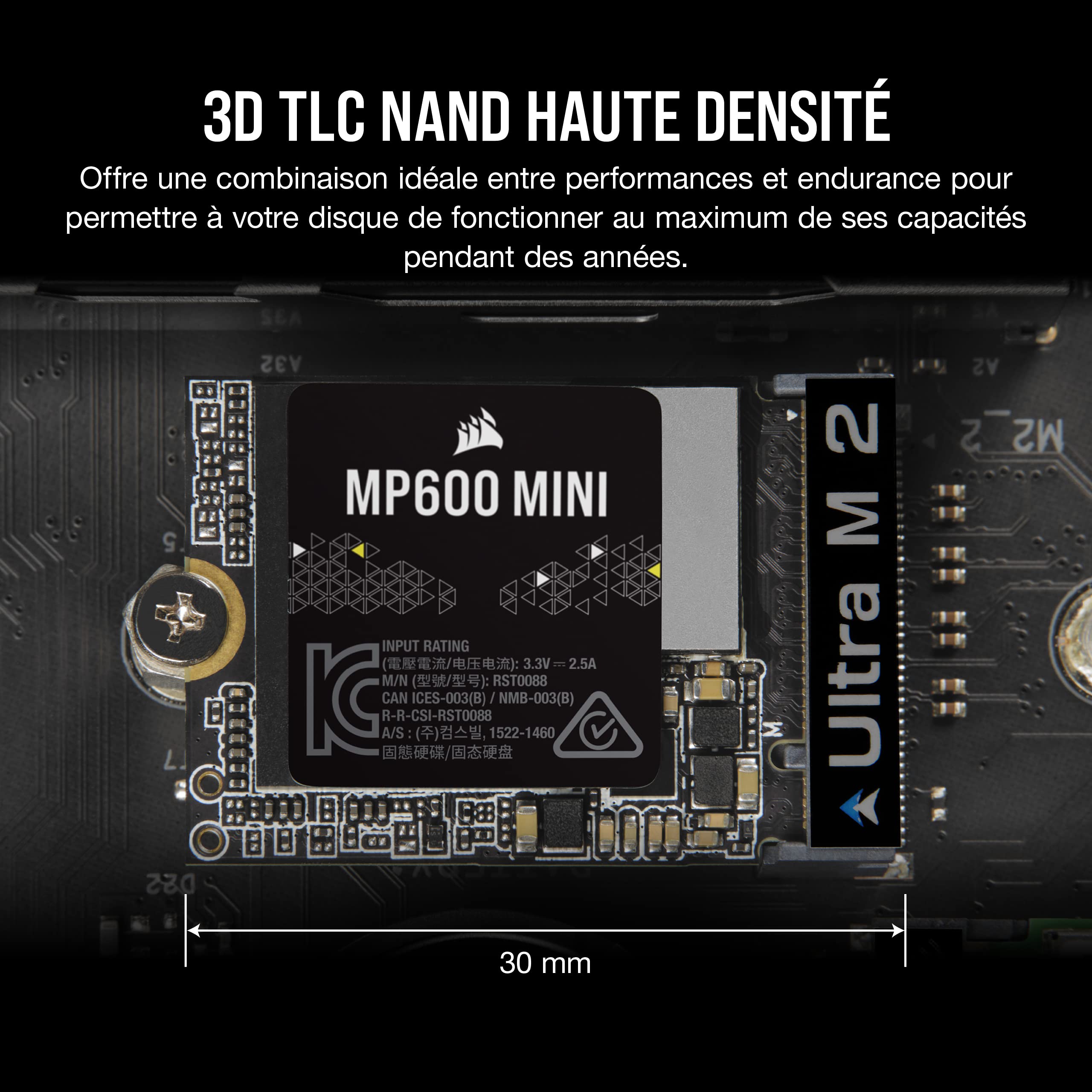 Corsair MP600 MINI 1TB M.2 NVMe PCIe x4 Gen4 2 SSD – M.2 2230 – Up to 7,000MB/sec Sequential Read – High-Density 3D TLC NAND – Great for Steam Deck and Microsoft Surface – Black