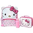 AI ACCESSORY INNOVATIONS Hello Kitty Girls 4 Piece Backpack Set, Iridescent Flip Sequin 16" School Bag with 3D Features, Front Zip Pocket, Pink & White