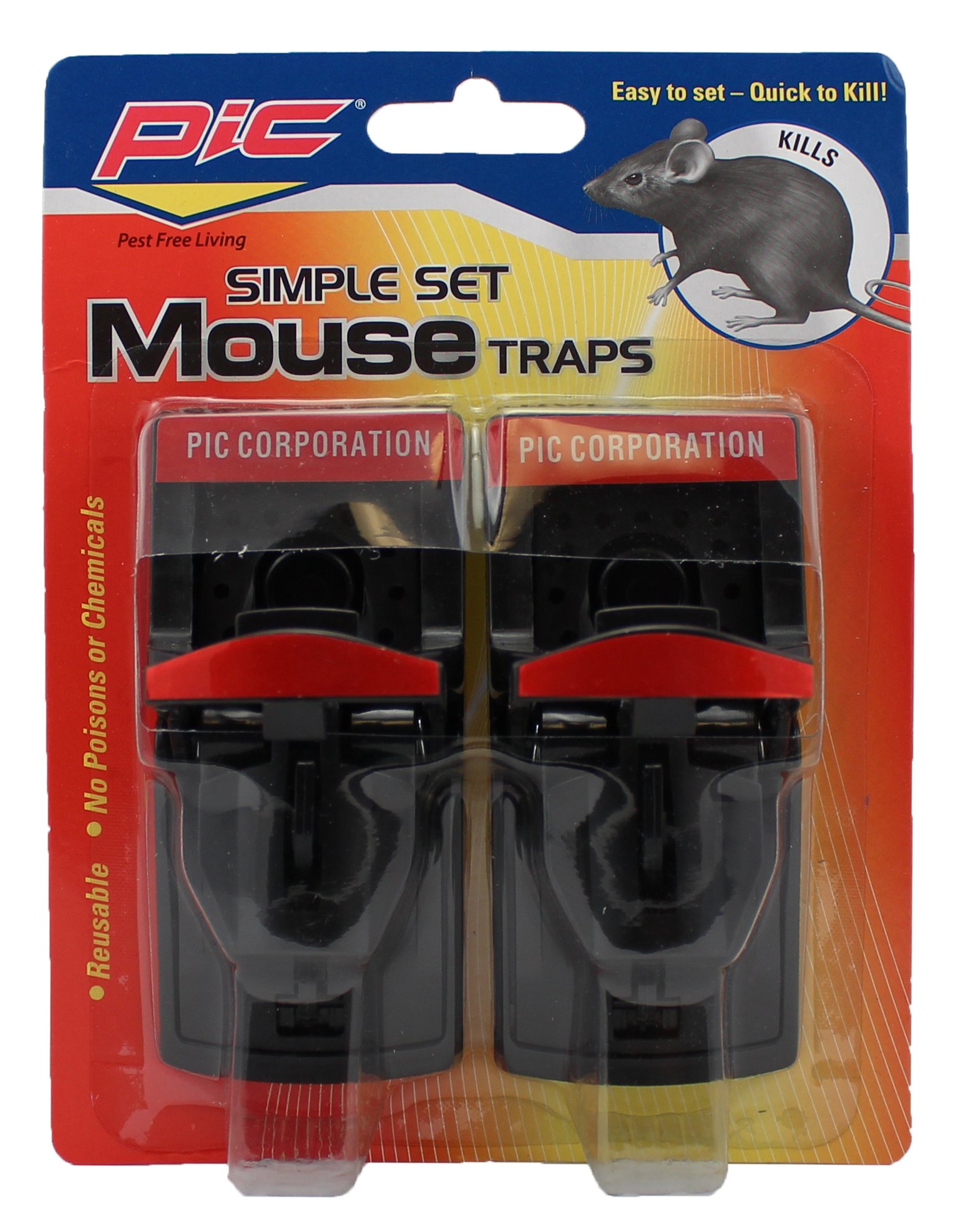 Pic PMT2 Plastic Mouse Trap, 2-Pack