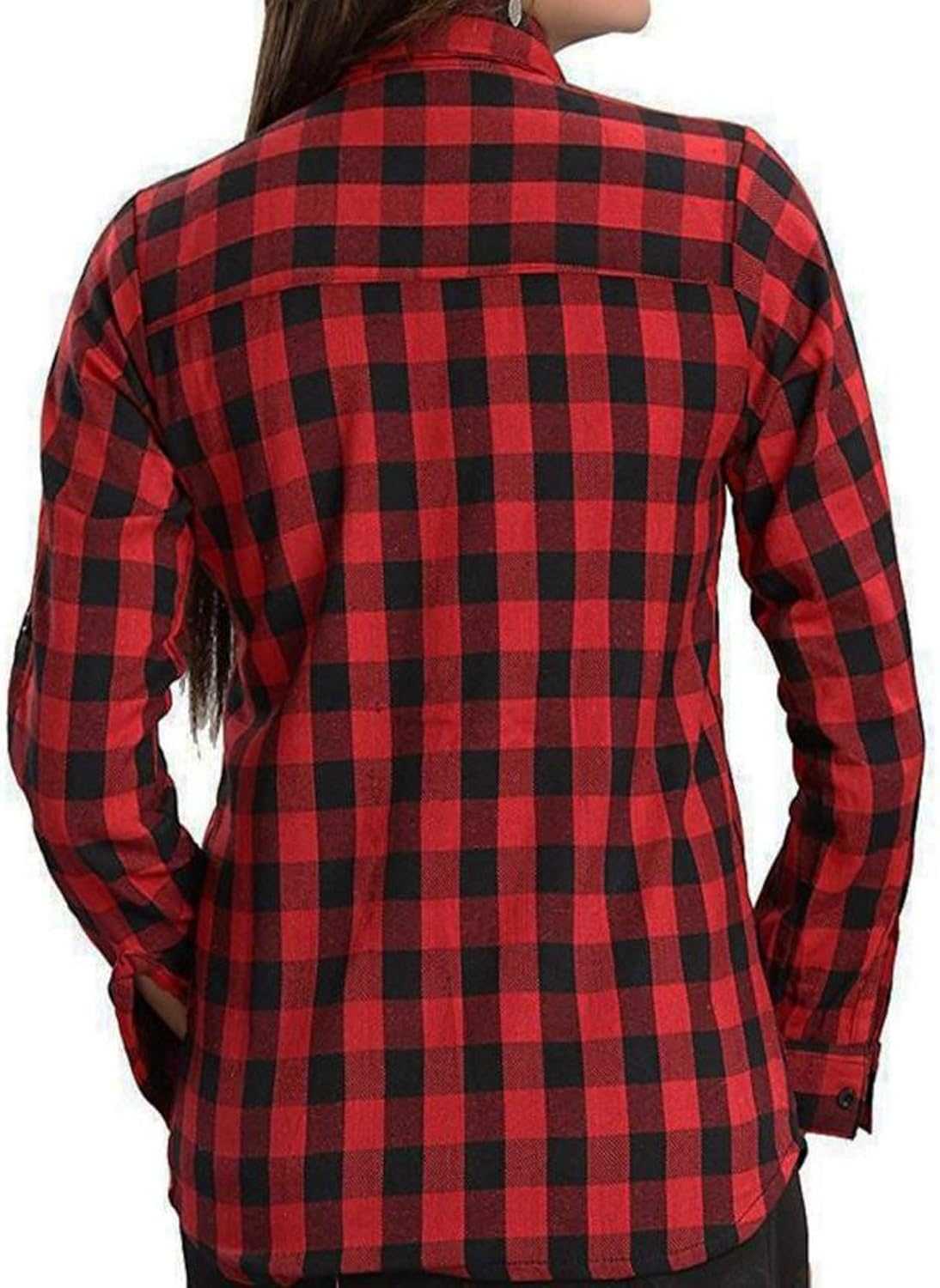 g.s.a enterprises women's full sleeve red/black check cotton shirt