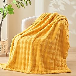 NEWCOSPLAY Throw Blanket for Couch Mustard Yellow