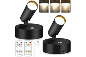 BGMONSTER 2-Pack Wireless Spotlight Indoor, LED Plant Lights Decor with Rechargeable Battery Operated, 3CCT Tree Lights with Remote Control Timer＆Dimmable, Accent Uplighting Indoor for Plant, Picture, Wall Art
