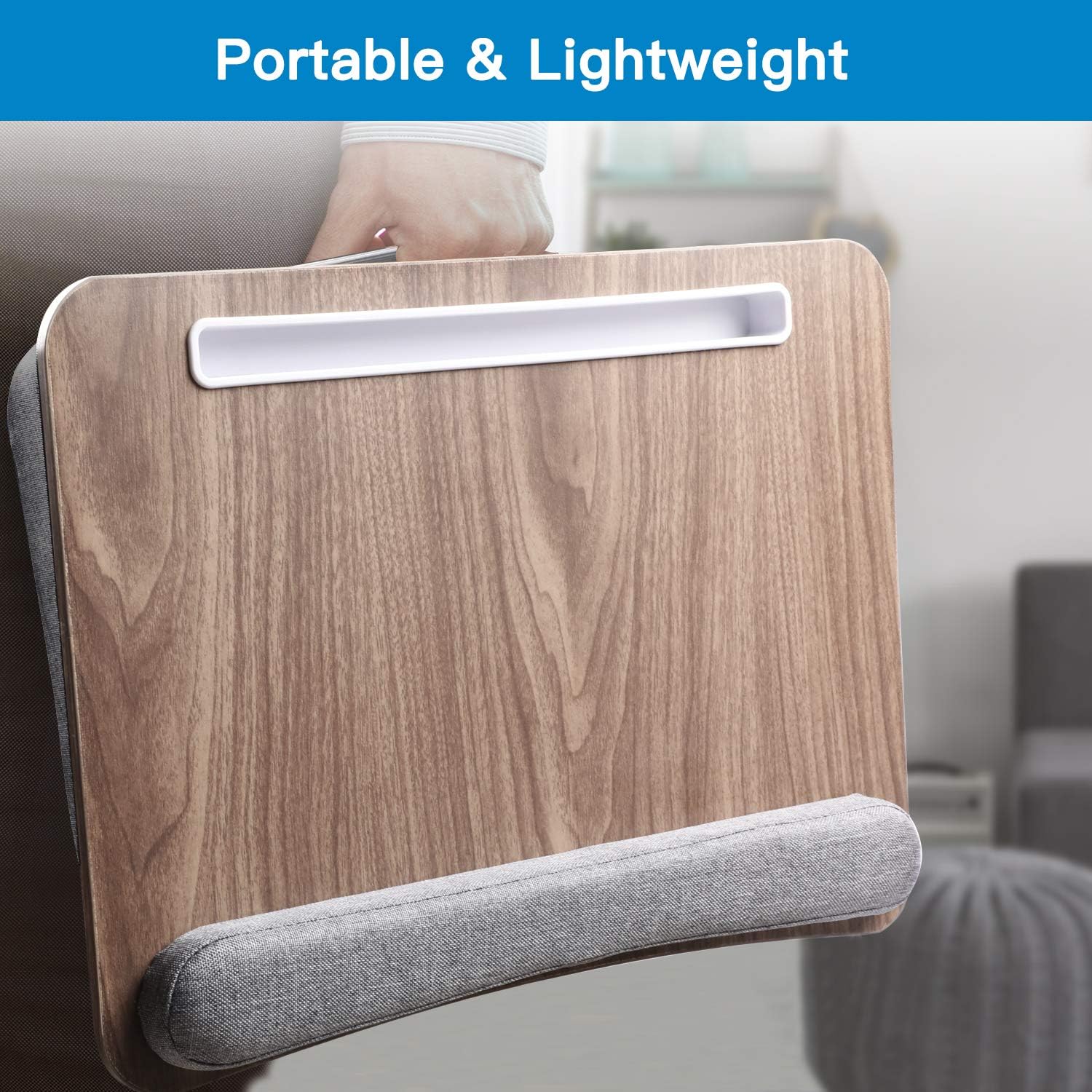 HUANUO Lap Laptop Desk - Portable Lap Desk with Pillow Cushion, Fits up to 15.6 inch Laptop, with Anti-Slip Strip & Storage Function for Home Office Students Use as Computer Laptop Stand, Book Tablet: Kitchen & Dining