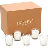 Hosley's Set of 24 Ivory Unscented Glass Filled Votive Candles, Hand Poured Wax Candle Ideal Gifts for Aromatherapy Spa Weddings Birthdays Holidays Party