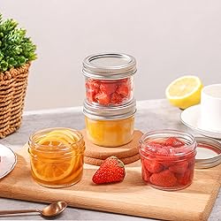 ComSaf Mini Mason Jars 4oz - 16 Pack, Regular Mouth