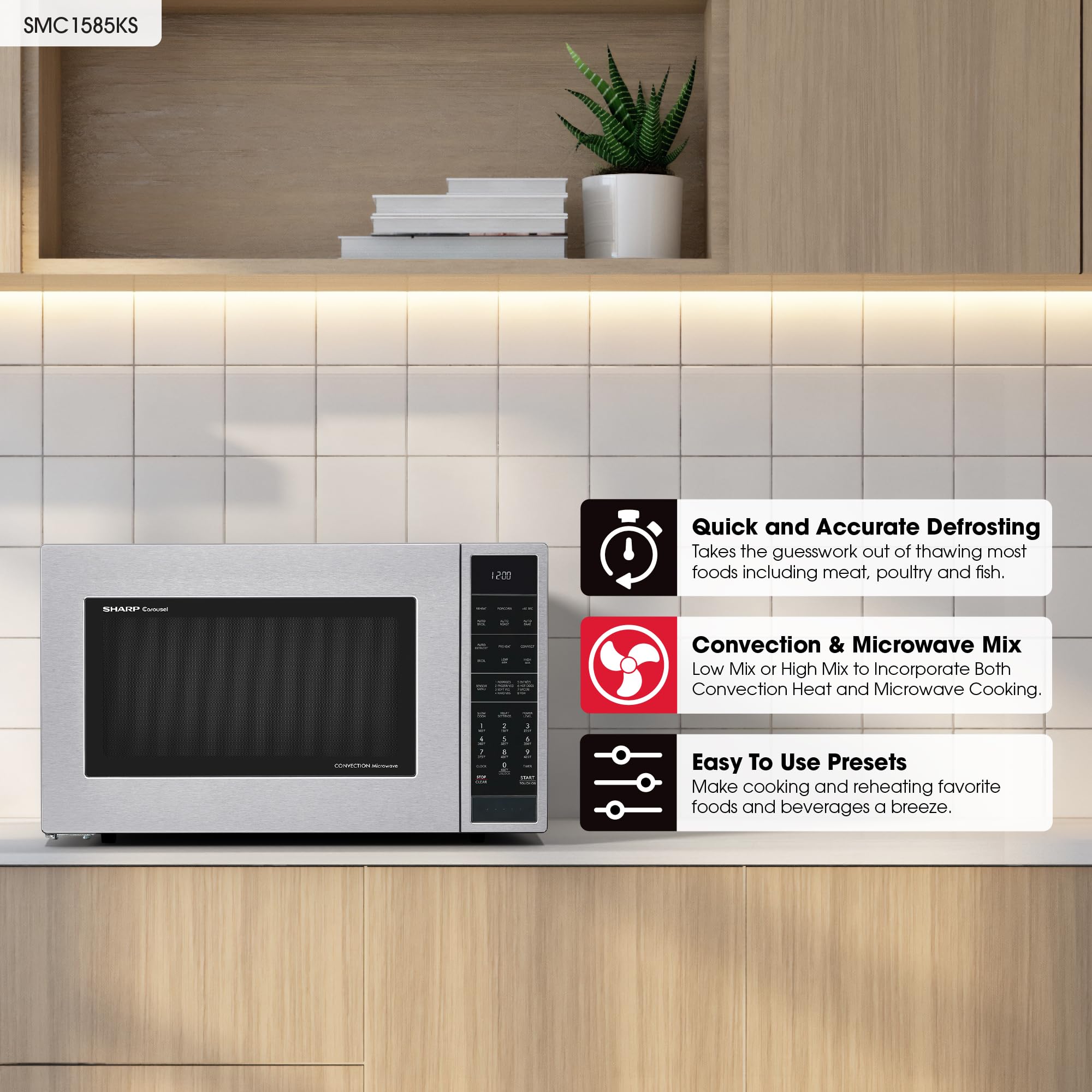 SHARP SMC1585KS Convection Countertop Microwave Oven with Removeable 15.4