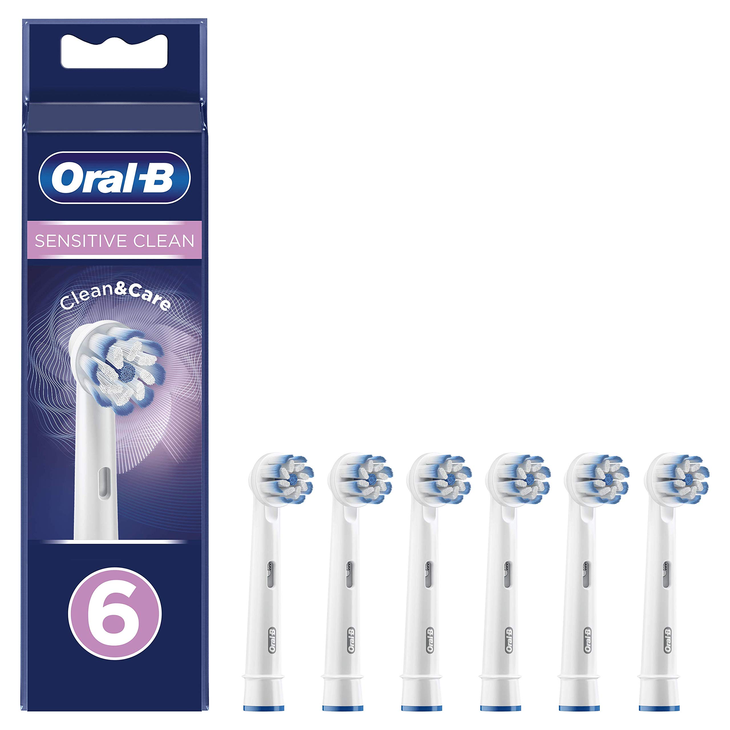 Oral-B Clean and Care Sensitive Clean - Testina di ricambio per spazzolino da denti, confezione da 6 pezzi