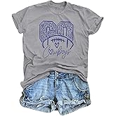 Football Shirts for Women Vintage Go Cowboy Graphic Sunday Funday Tshirt Casual Game Day Short Sleeve Tee Tops