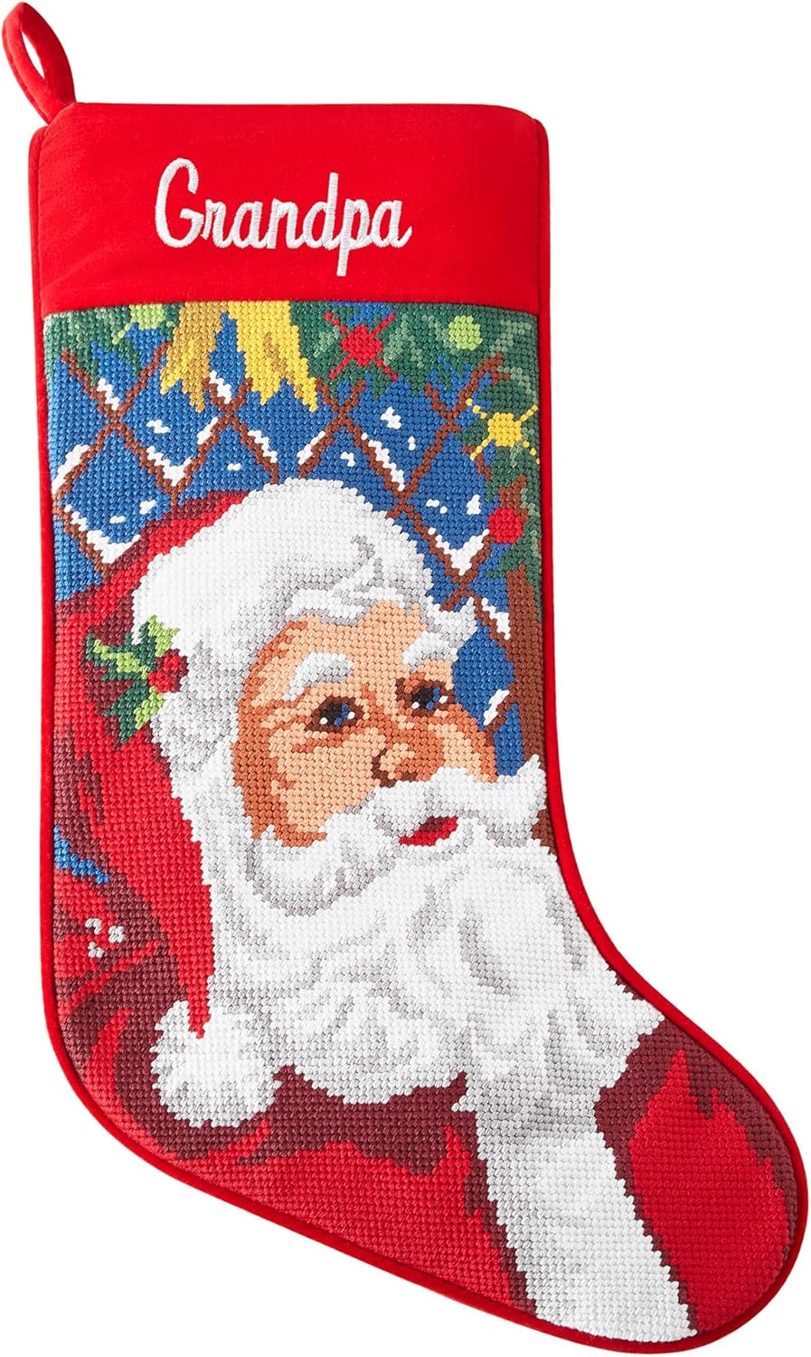 Stockings & Holders - Let's Make Memories Personalized Needlepoint Christmas Stocking - Embroidered Family Stockings - Old-Fashioned Christmas Décor - Mantel Décor - 8