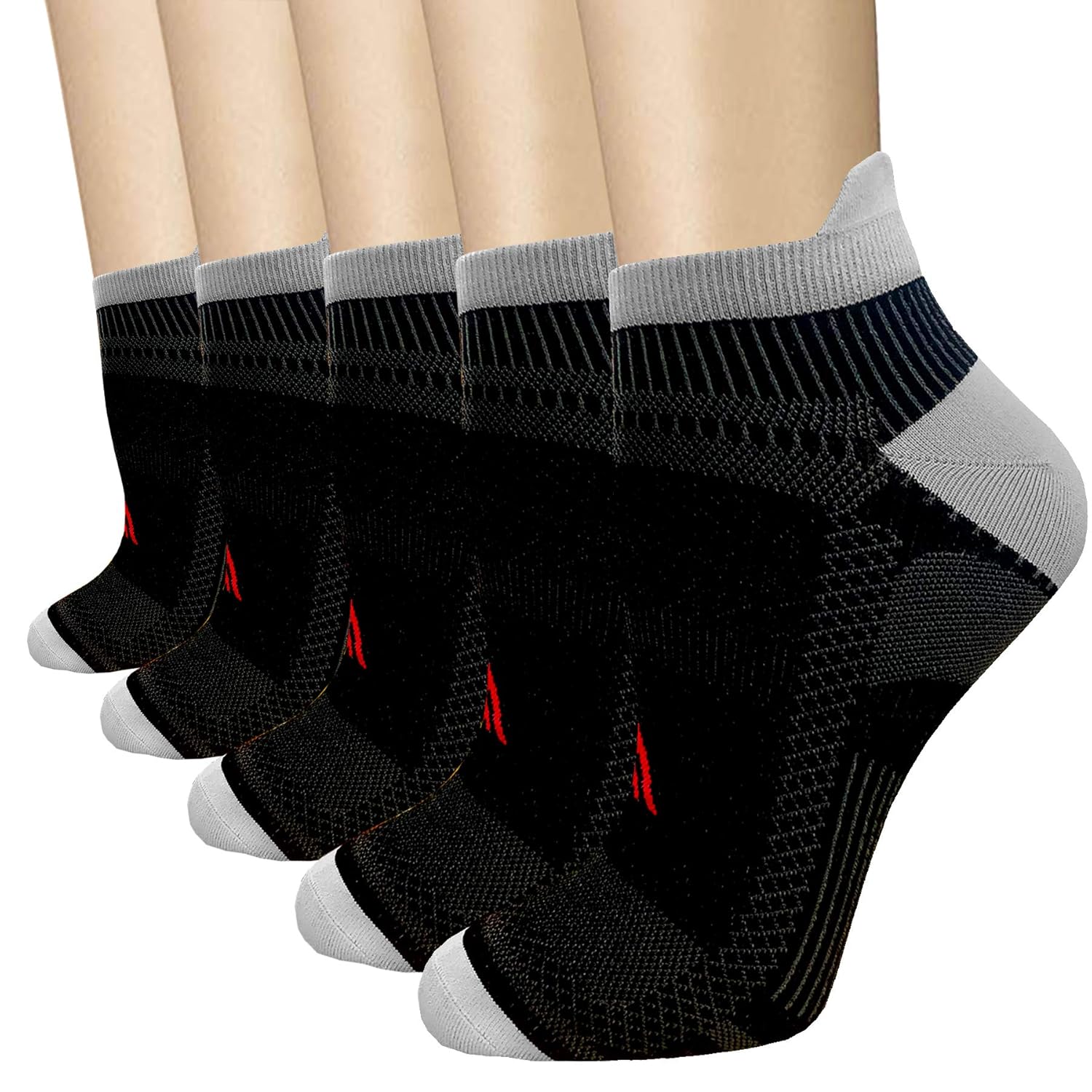 5 Pairs Copper Compression Ankle Socks Women & Men Sport Plantar