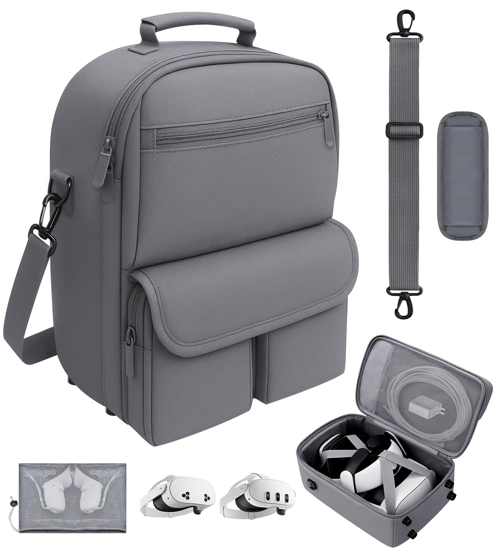 YRXVW Large Carrying Case for Meta Quest 3S/3/2, Compatible with BOBOVR & Kiwi Battery Head Straps, Waterproof & Drop-Resistant VR Travel Case for Accessories & Home Storage and Travel
