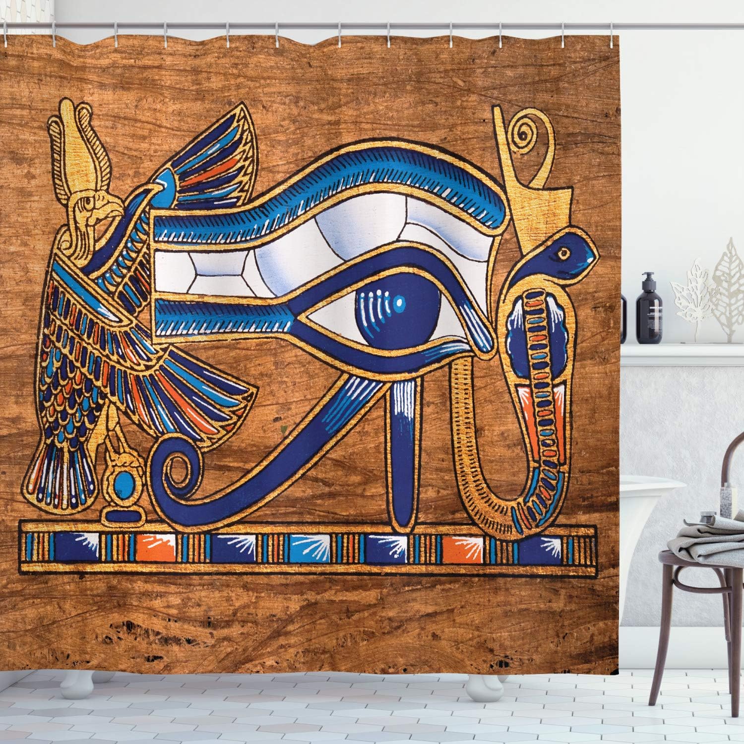 Egyptian Shower Curtain by Ambesonne, Egyptian Ancient Art